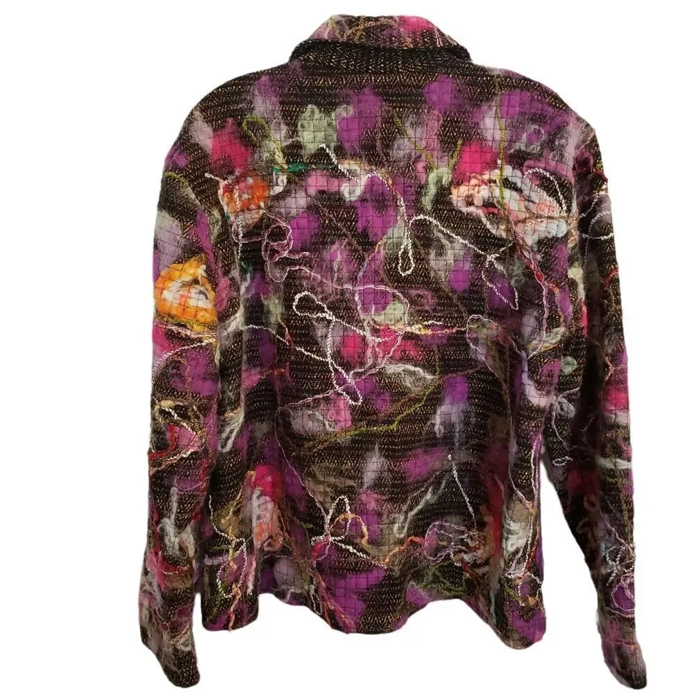 Chico's Button Front Wool Blend Lined Jacket Size 2 (large)